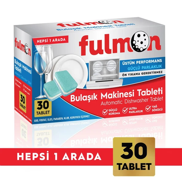 FULMON 30'LU BULAŞIK MAKİNESİ TABLETİ HEPSİ BİR ARADA