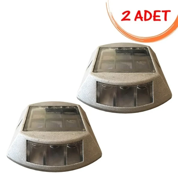 Alüminyum Yol Butonu Güneş Enerjili Yol Butonu Ledli Solar Buton Sarı (2 ADET)