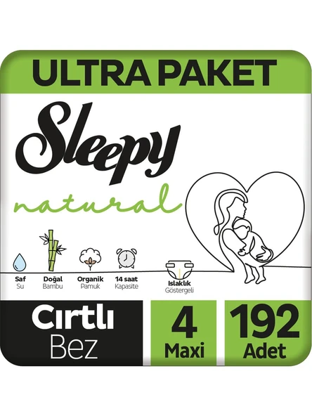 Sleepy Natural 4 Numara Maxi 192'li Bebek Bezi ürün görseli 1