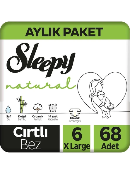 Sleepy Natural 6 Numara XLarge 68'li Bebek Bezi