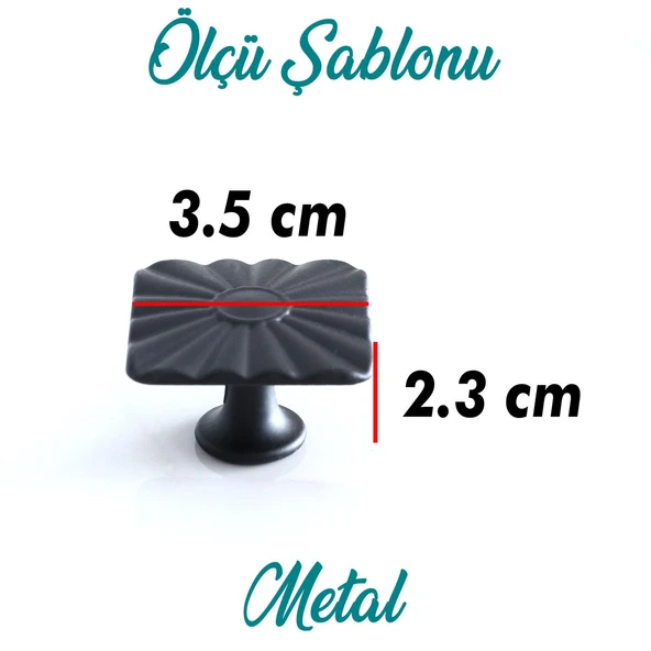 10 Adet Güneş Kare Düğme Mat Siyah Kulp Mobilya Mutfak Dolabı Çekmece Dolap Kapak Kulpu Kulb Metal - 3
