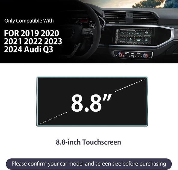 Audi Q3 2021-2024 Model Multimedya Uyumlu 9H Nano Ekran Koruyucu - Resim 2