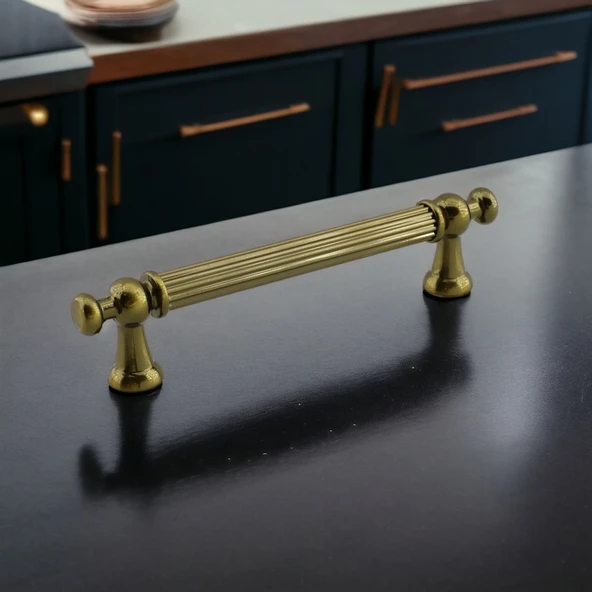 Selçuk Antik Sarı Metal Kulp 128 mm 12.8 cm Mobilya Çekmece Mutfak Dolabı Dolap Kulpları Kulbu Kulpu - Resim 5