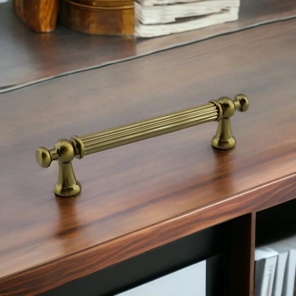 Selçuk Antik Sarı Metal Kulp 128 mm 12.8 cm Mobilya Çekmece Mutfak Dolabı Dolap Kulpları Kulbu Kulpu - Resim 2