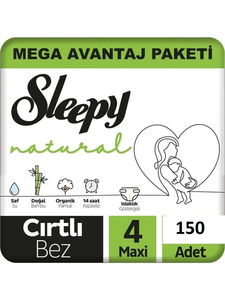 Sleepy Natural 4 Numara Maxi 150'li Bebek Bezi