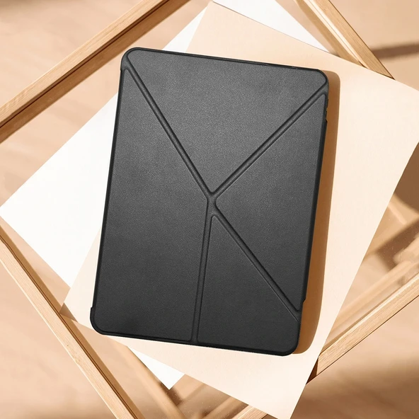 Apple iPad Pro 13 2024 Raptic Clear Folio Airbagli Şeffaf Kapaklı Katlanabilir Standlı Kılıf - 11