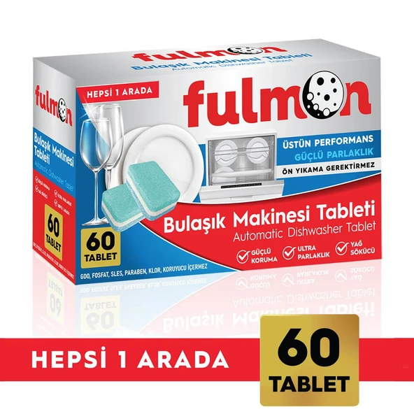 FULMON 60'LI BULAŞIK MAKİNESİ TABLETİ HEPSİ BİR ARADA