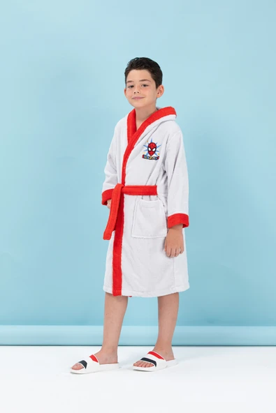 Özdilek Dsny Örümcek Adam Gri  Çocuk Bornoz Nakışlı - Resim 5