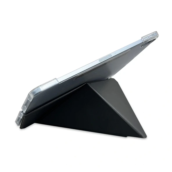 Apple iPad Pro 13 2024 Raptic Clear Folio Airbagli Şeffaf Kapaklı Katlanabilir Standlı Kılıf - 5