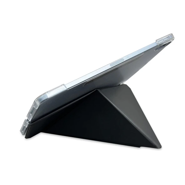 Apple iPad Air 13 2024 Raptic Clear Folio Airbagli Şeffaf Kapaklı Katlanabilir Standlı Kılıf - 3