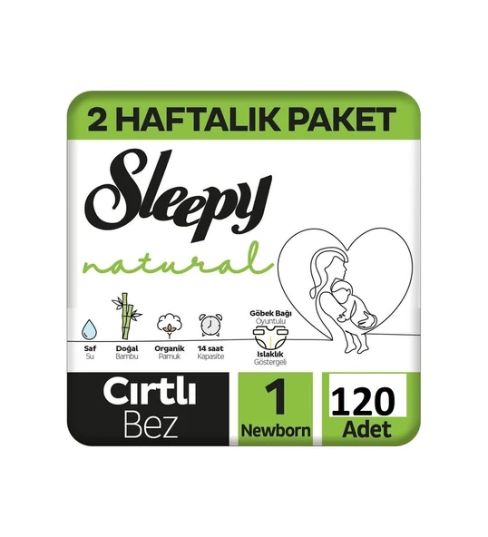 Sleepy Natural 1 Numara Yenidoğan 120'li Bebek Bezi ürün görseli