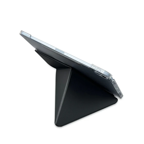 Apple iPad Pro 13 2024 Raptic Clear Folio Airbagli Şeffaf Kapaklı Katlanabilir Standlı Kılıf - 7