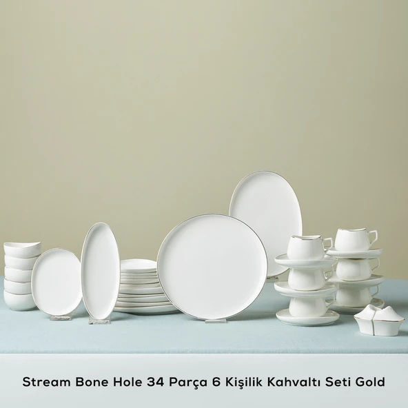 Karaca Stream Bone Hole 34 Parça 6 Kişilik Kahvaltı Takımı Gold - 3