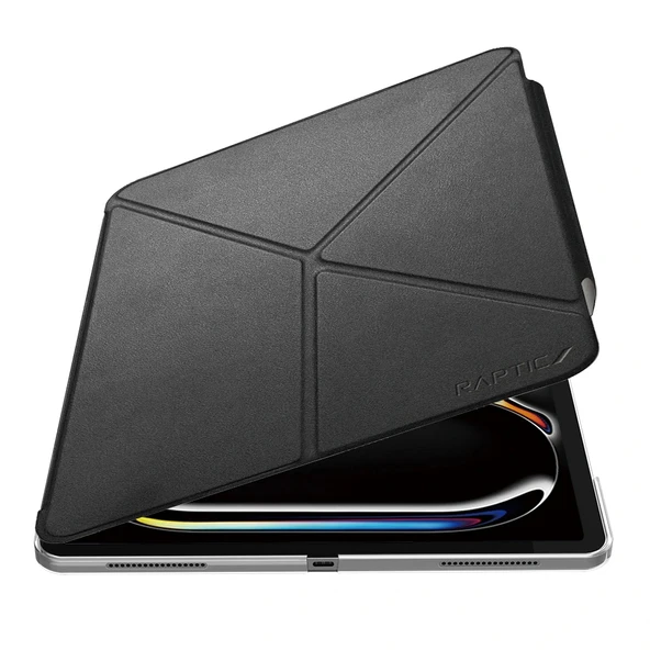 Apple iPad Air 13 2024 Raptic Clear Folio Airbagli Şeffaf Kapaklı Katlanabilir Standlı Kılıf - 7