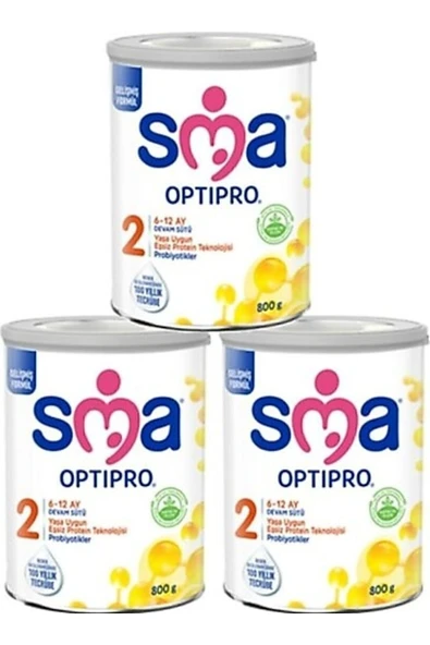 SMA  2 Optipro Probiyotik Devam Sütü 800 gr X 3 Adet