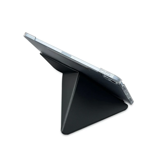 Apple iPad Air 13 2024 Raptic Clear Folio Airbagli Şeffaf Kapaklı Katlanabilir Standlı Kılıf - 5