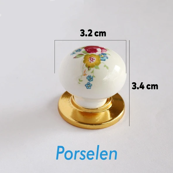 10 Adet Gül Gerçek Porselen Gold Düğme Kulplar Mobilya Mutfak Dolabı Çekmece Dolap Kulpu Kulbu Altın - Resim 5