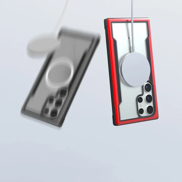 Samsung Galaxy S24 Ultra Kılıf Magsafe Şarj Özellikli Airbagli Raptic Shield Serisi Şeffaf Arka Yüzey Kapak - Resim 8