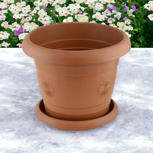 Girist Büyük Boy İç ve Dış Mekan Saksı 40x31Cm 21 Lt Kahverengi