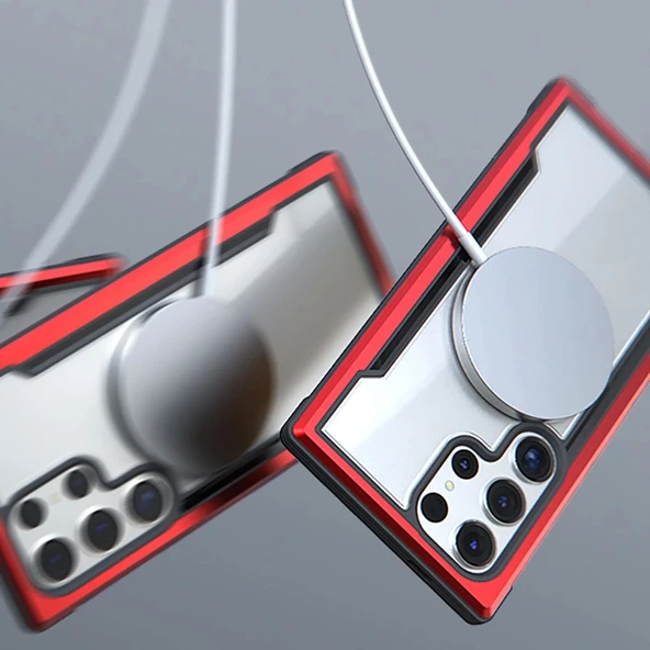 Samsung Galaxy S24 Ultra Kılıf Magsafe Şarj Özellikli Airbagli Raptic Shield Serisi Şeffaf Arka Yüzey Kapak - Resim 7