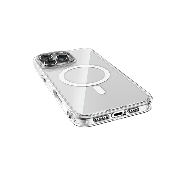Apple iPhone 16 Pro Kılıf Magsafe Şarj Özellikli Raptic Crystal MagSafe Serisi Şeffaf Kapak - 6