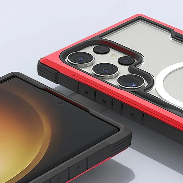 Samsung Galaxy S24 Ultra Kılıf Magsafe Şarj Özellikli Airbagli Raptic Shield Serisi Şeffaf Arka Yüzey Kapak - Resim 5