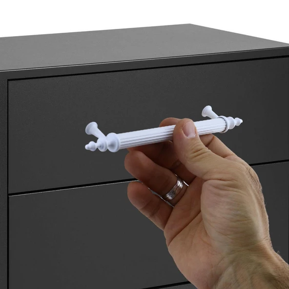 10 Adet Erciyes Mobilya Mutfak Dolabı Çekmece Dolap Kapak Kulpu Kulplar Kulbu Beyaz 128 Mm Metal - Resim 2