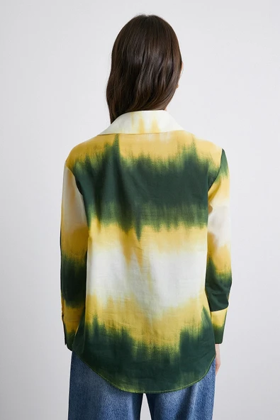 Degrade Desenli Gömlek Yeşil - Resim 6