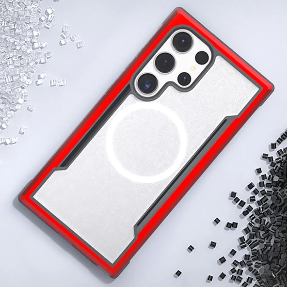 Samsung Galaxy S24 Ultra Kılıf Magsafe Şarj Özellikli Airbagli Raptic Shield Serisi Şeffaf Arka Yüzey Kapak - Resim 3