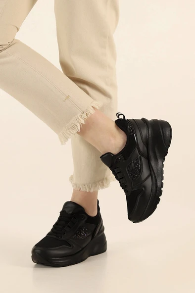 Albishoes Kadın Gizli Topuk 7 CM Yazlık Fileli Sim Detaylı Hafif Rahat Taban Sneaker Spor Ayakkabı - 3