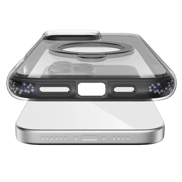 Apple iPhone 16 Pro Kılıf Magsafe Şarj Özellikli Raptic AirJoy Serisi Boncuk Tasarımlı 360 Derece Dönebilen Standlı Kapa - Resim 4