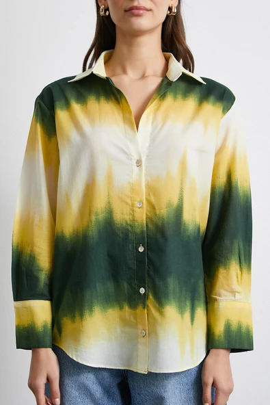 Degrade Desenli Gömlek Yeşil - Resim 5