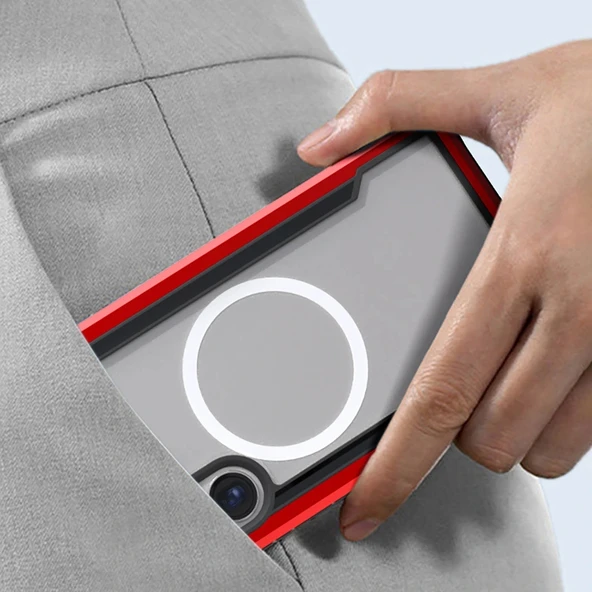 Samsung Galaxy S24 Ultra Kılıf Magsafe Şarj Özellikli Airbagli Raptic Shield Serisi Şeffaf Arka Yüzey Kapak - Resim 9