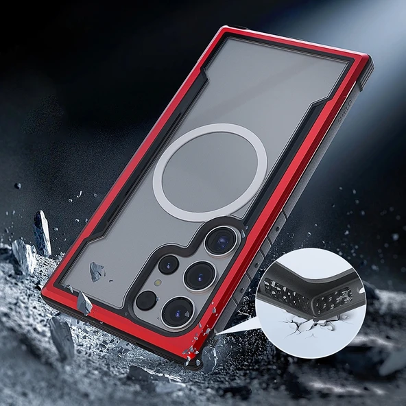 Samsung Galaxy S24 Ultra Kılıf Magsafe Şarj Özellikli Airbagli Raptic Shield Serisi Şeffaf Arka Yüzey Kapak - Resim 11