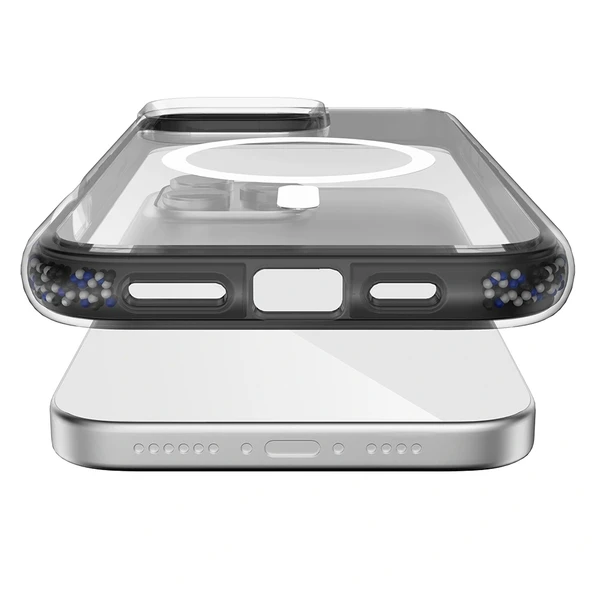 Apple iPhone 16 Pro Kılıf Magsafe Şarj Özellikli Raptic AirJoy Serisi Boncuk Tasarımlı Şeffaf Kapak - 4