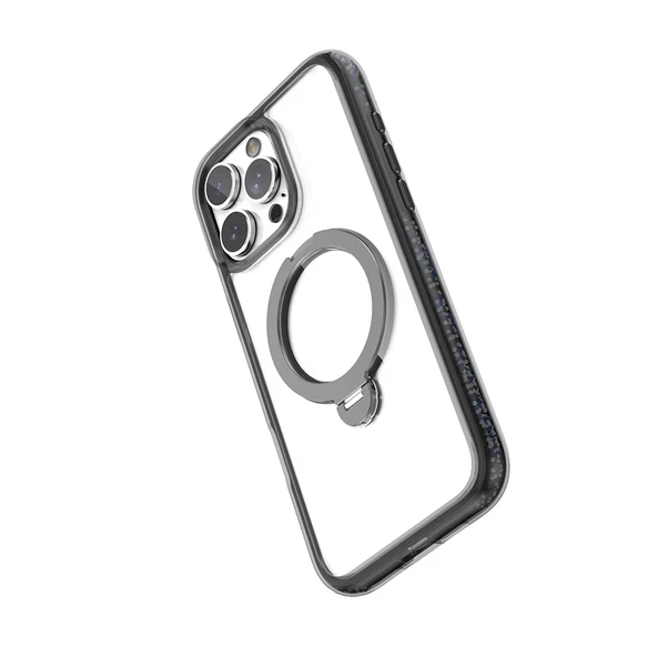 Apple iPhone 16 Pro Kılıf Magsafe Şarj Özellikli Raptic AirJoy Serisi Boncuk Tasarımlı 360 Derece Dönebilen Standlı Kapa - Resim 3