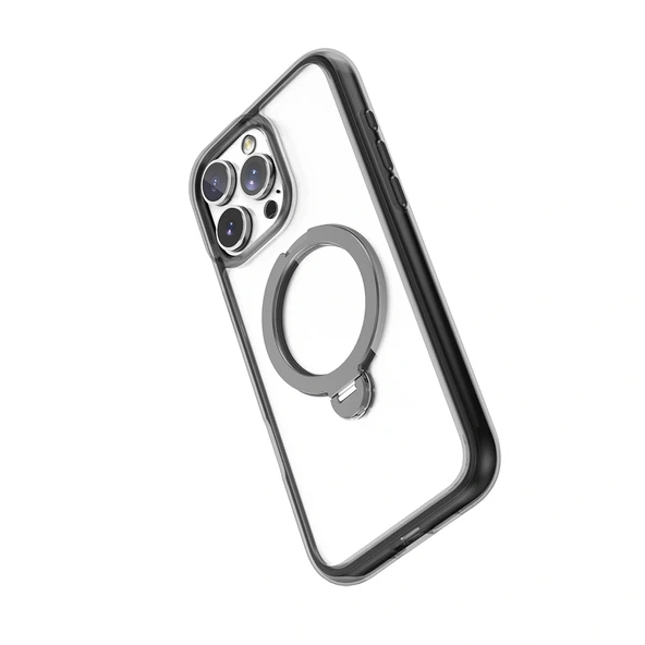 Apple iPhone 16 Pro Kılıf Magsafe Şarj Özellikli Raptic AirJoy Serisi 360 Derece Dönebilen Standlı Kapak - Resim 4