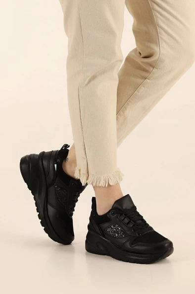 Albishoes Kadın Gizli Topuk 7 CM Yazlık Fileli Sim Detaylı Hafif Rahat Taban Sneaker Spor Ayakkabı - 2
