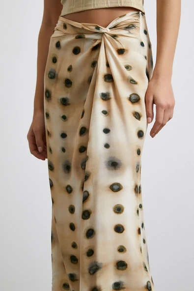 Düğüm Detaylı Etek Ekru - Resim 5