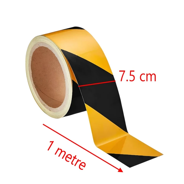 Sarı Siyah İşaretli Yönlendirme Reflektörlü Reflektif Yapışkanlı Şerit Bant 7.5 cm İkaz Bandı 5 Mt - 2