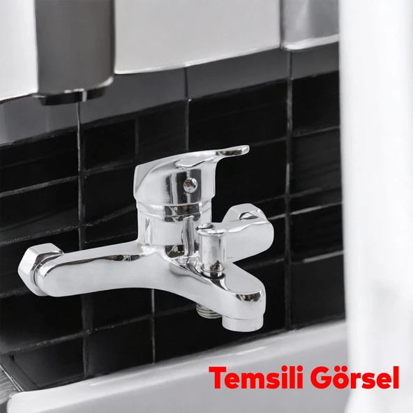 Ekonomik Duvar Tipli Lavabo Banyo Mutfak Batarya Duş Bulaşık Musluğu Bataryası Sıcak Soğuk Girişli - 6