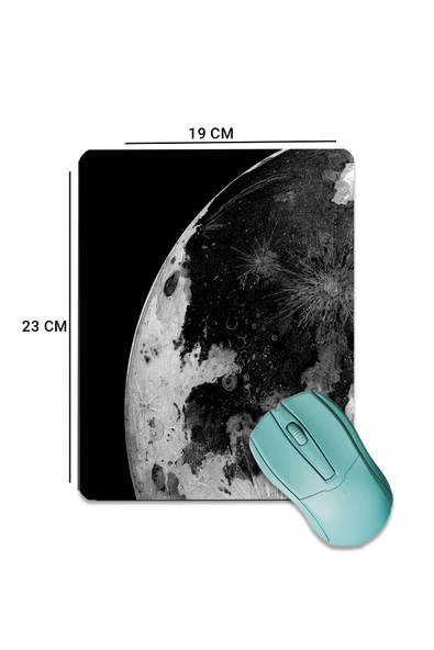 SonicTouch Ayın Karanlık Yüzü Siyah Pürüzsüz Yüzey Kaymaz Taban Dikişsiz Kenar Gamer Oyuncu Mouse Pad 19x23cm - 2