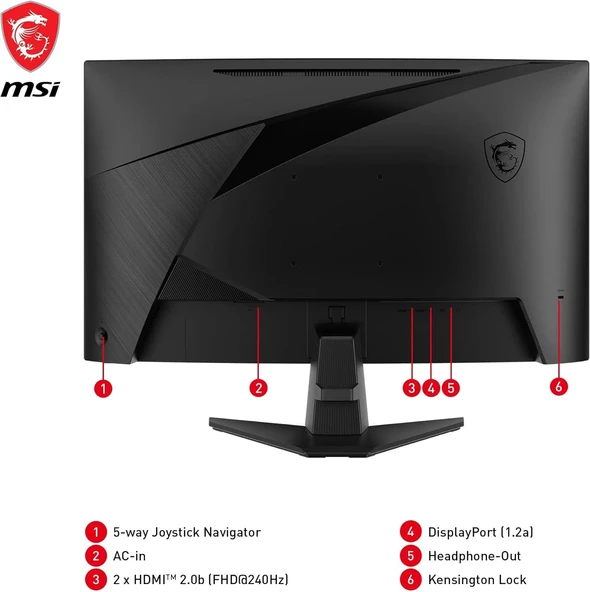 MSI MAG 27C6X 27" 1 ms Full HD Curved 250 Hz Oyuncu Monitörü - 5