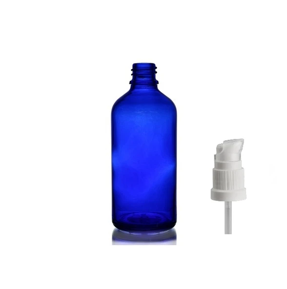 30ml mavi cam serum pompalı şişe, 24 adet, pompalı şişe, medikal şişe, cam şişe,