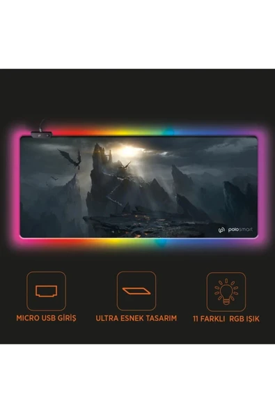 Polosmart Pgm15 Rgb Işıklı Gaming Mouse Pad Ekstra Büyük Boy 70x30 cm - 2