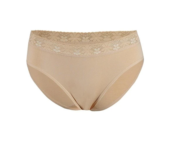 6 Adet Yıldız Bayan Likralı Beli Dantelli Bikini Külot Ten 3527