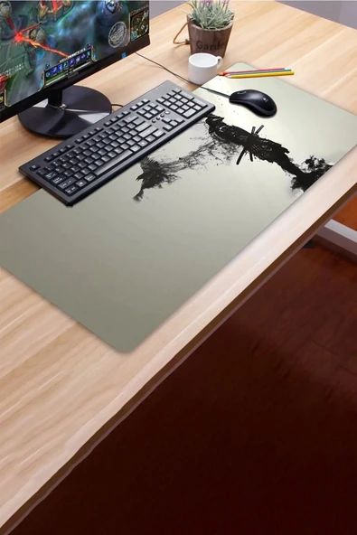 SonicTouch UltraGrand Kuzgun ve Samuray Dikişsiz Xxl Gaming Oyuncu Masaüstü Siyah Beyaz Klavye Mouse Pad 40x90Cm - 3