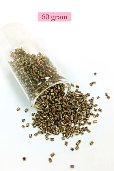 Kesme Cam Boncuk 2mm - 60 Gram - Metalik Sarı - BNC390