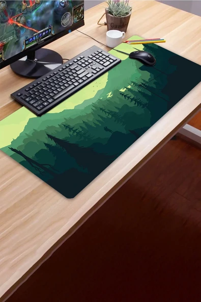 SonicTouch UltraGrand Dağ Orman Manzaralı Yeşil Dikişsiz Xxl Gaming Oyuncu Masaüstü Klavye Mouse Pad 40x90Cm - 3