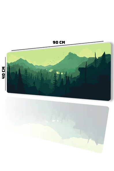 SonicTouch UltraGrand Dağ Orman Manzaralı Yeşil Dikişsiz Xxl Gaming Oyuncu Masaüstü Klavye Mouse Pad 40x90Cm - 2